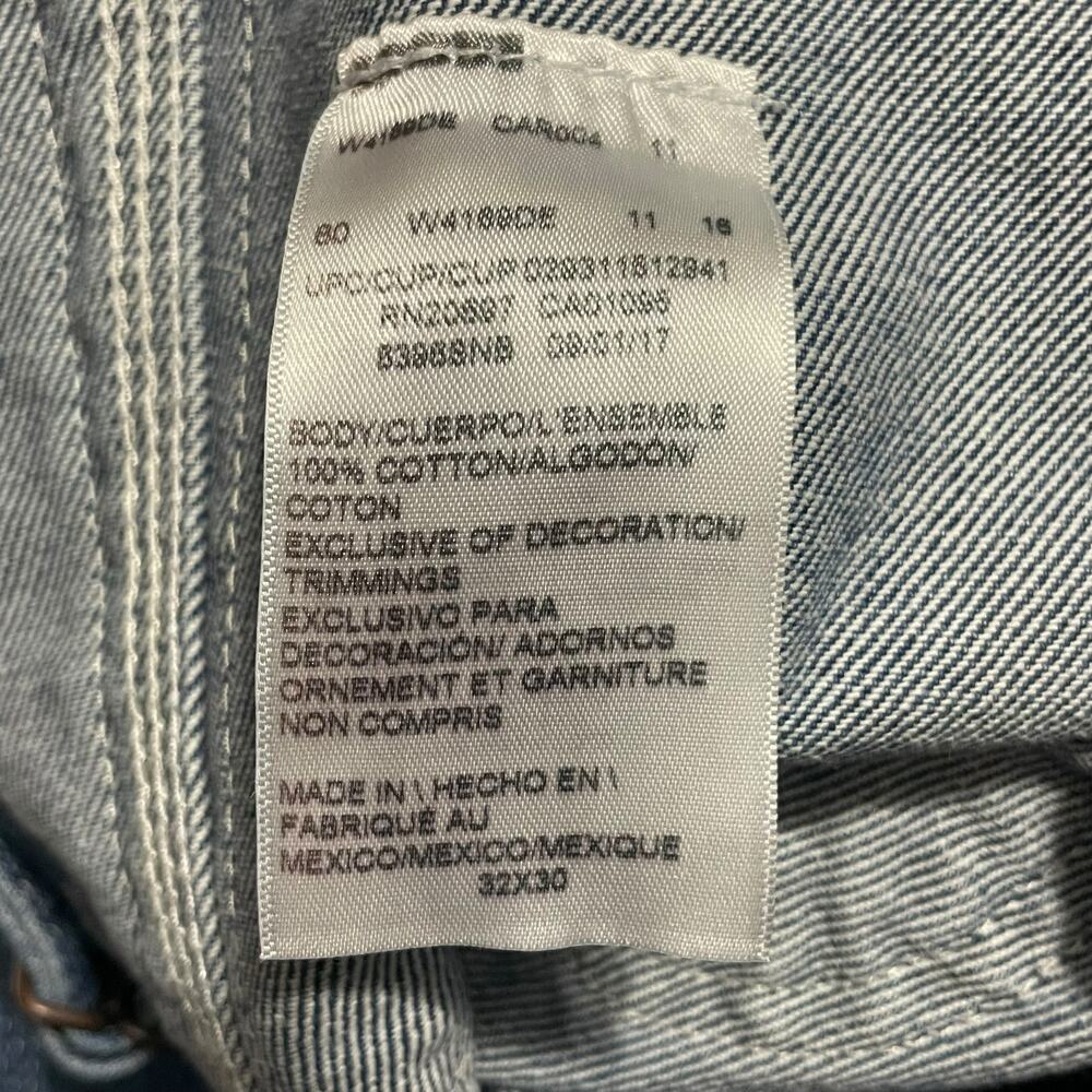 Dickies Mens Size 32 Carpenter Blue Denim Triple Stitch Bib Overalls Side Button - Picture 8 of 10
